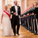 Gjester ankommer gallamiddagen: Prins Nikolaos av Hellas og Prinsesse Astrid, fru Ferner. Foto: Håkon Mosvold Larsen / NTB scanpix